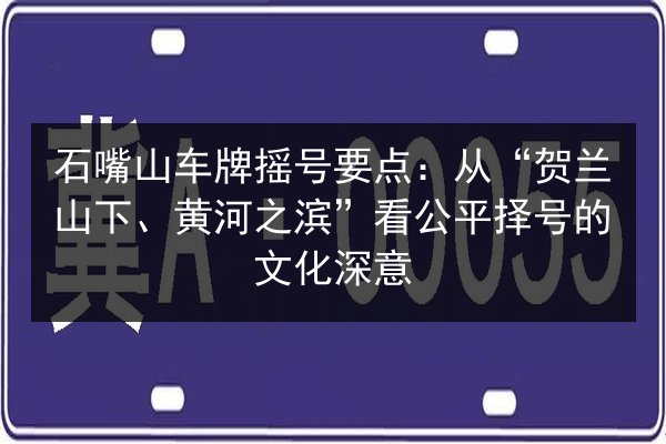 石嘴山车牌摇号要点：从“贺兰山下、黄河之滨”看公平择号的文化深意