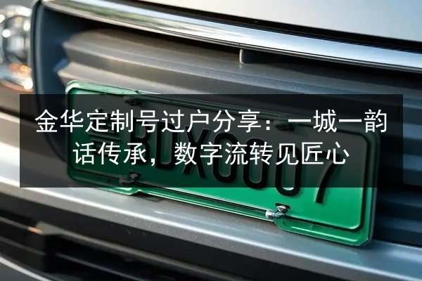 金华定制号过户分享:一城一韵话传承,数字流转见匠心 第2张 金华定制号过户分享:一城一韵话传承,数字流转见匠心 第2张