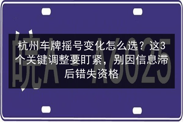 杭州车牌摇号变化怎么选？这3个关键调整要盯紧，别因信息滞后错失资格 第2张