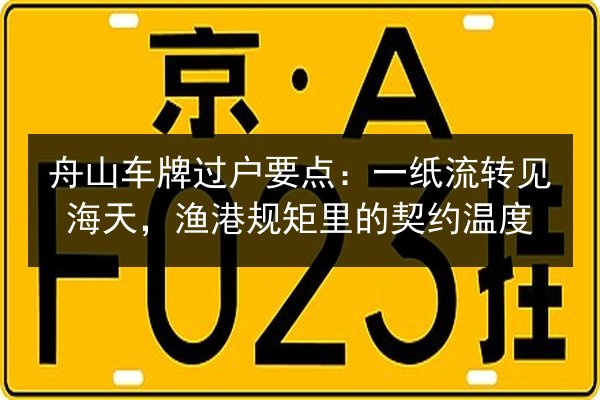 舟山车牌过户要点：一纸流转见海天，渔港规矩里的契约温度 第2张