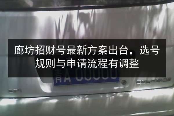 廊坊招财号最新方案出台,选号规则与申请流程有调整 第2张 廊坊招财号最新方案出台,选号规则与申请流程有调整 第2张