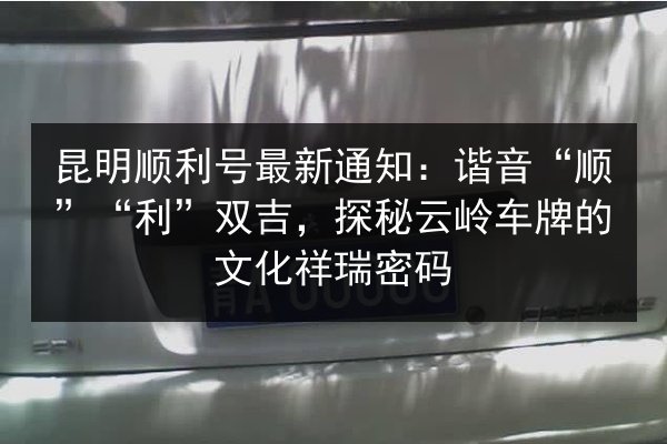 昆明顺利号最新通知:谐音“顺”“利”双吉,探秘云岭车牌的文化祥瑞密码 第3张 昆明顺利号最新通知:谐音“顺”“利”双吉,探秘云岭车牌的文化祥瑞密码 第3张