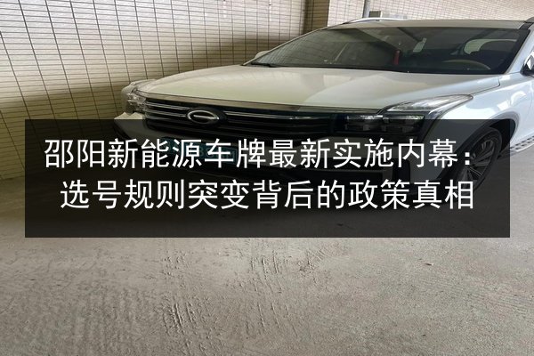邵阳新能源车牌最新实施内幕:选号规则突变背后的政策真相 第2张 邵阳新能源车牌最新实施内幕:选号规则突变背后的政策真相 第2张