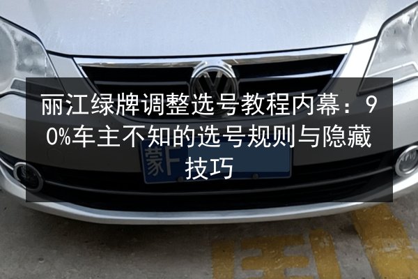 丽江绿牌调整选号教程内幕：90%车主不知的选号规则与隐藏技巧 第2张