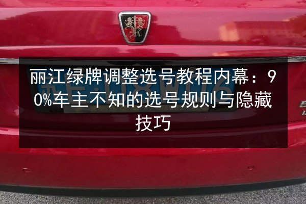 丽江绿牌调整选号教程内幕：90%车主不知的选号规则与隐藏技巧 第3张