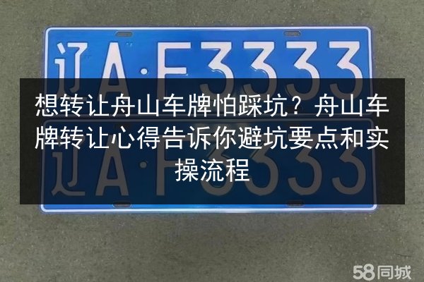 想转让舟山车牌怕踩坑?舟山车牌转让心得告诉你避坑要点和实操流程 第3张 想转让舟山车牌怕踩坑?舟山车牌转让心得告诉你避坑要点和实操流程 第3张