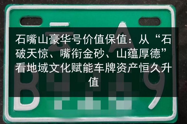 石嘴山豪华号价值保值：从“石破天惊、嘴衔金砂、山蕴厚德”看地域文化赋能车牌资产恒久升值 第2张