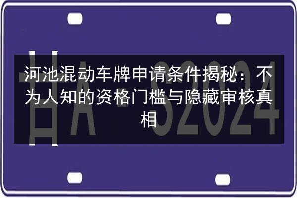 河池混动车牌申请条件揭秘：不为人知的资格门槛与隐藏审核真相