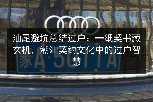 汕尾避坑总结过户：一纸契书藏玄机，潮汕契约文化中的过户智慧 第2张
