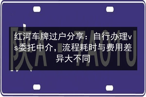 红河车牌过户分享：自行办理vs委托中介，流程耗时与费用差异大不同 第3张