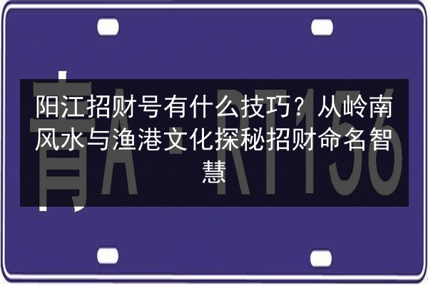 阳江招财号有什么技巧？从岭南风水与渔港文化探秘招财命名智慧