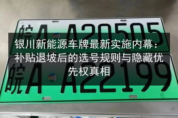 银川新能源车牌最新实施内幕：补贴退坡后的选号规则与隐藏优先权真相