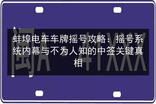 蚌埠电车车牌摇号攻略：摇号系统内幕与不为人知的中签关键真相 第2张