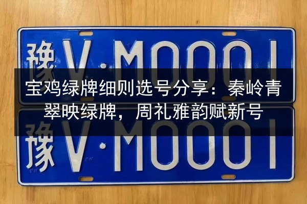 宝鸡绿牌细则选号分享:秦岭青翠映绿牌,周礼雅韵赋新号 第2张 宝鸡绿牌细则选号分享:秦岭青翠映绿牌,周礼雅韵赋新号 第2张
