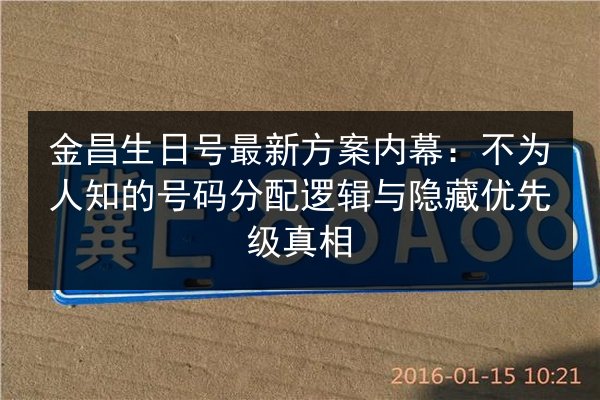金昌生日号最新方案内幕：不为人知的号码分配逻辑与隐藏优先级真相 第2张