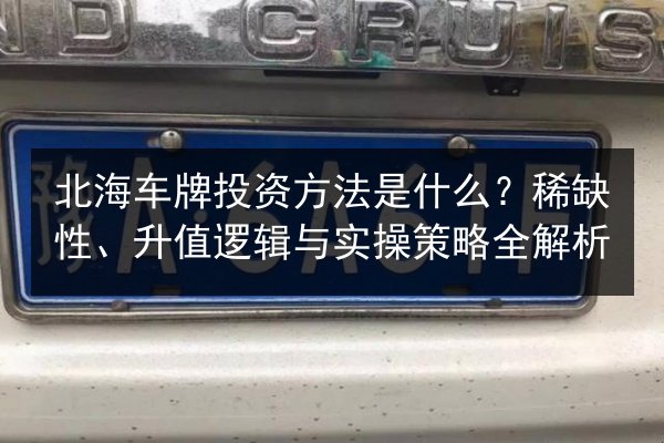 北海车牌投资方法是什么？稀缺性、升值逻辑与实操策略全解析 第2张