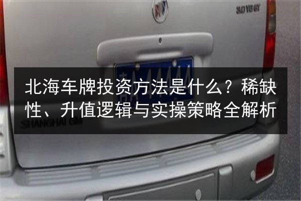北海车牌投资方法是什么？稀缺性、升值逻辑与实操策略全解析 第3张