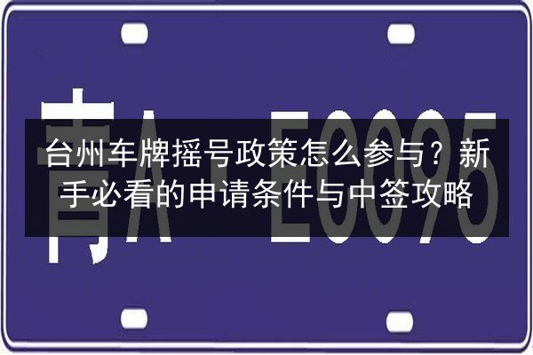 台州车牌摇号政策怎么参与?新手必看的申请条件与中签攻略 第2张 台州车牌摇号政策怎么参与?新手必看的申请条件与中签攻略 第2张