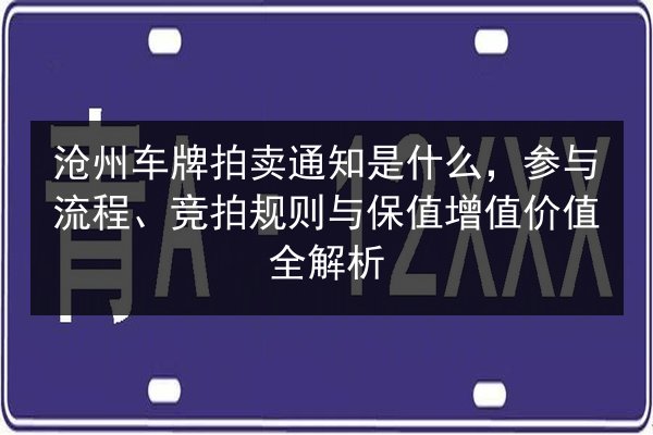 沧州车牌拍卖通知是什么，参与流程、竞拍规则与保值增值价值全解析 第2张