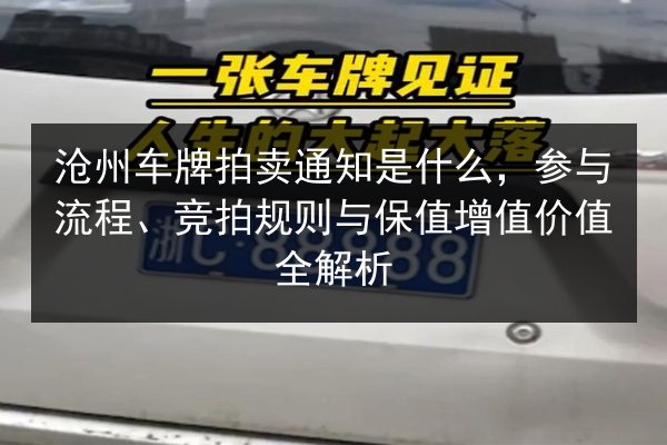 沧州车牌拍卖通知是什么，参与流程、竞拍规则与保值增值价值全解析 第3张