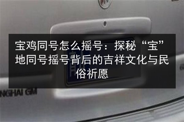宝鸡同号怎么摇号:探秘“宝”地同号摇号背后的吉祥文化与民俗祈愿 第2张 宝鸡同号怎么摇号:探秘“宝”地同号摇号背后的吉祥文化与民俗祈愿 第2张