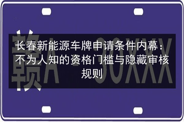 长春新能源车牌申请条件内幕：不为人知的资格门槛与隐藏审核规则 第3张