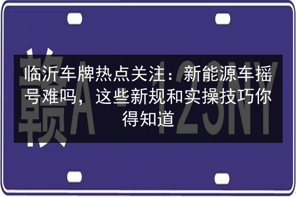 临沂车牌热点关注:新能源车摇号难吗,这些新规和实操技巧你得知道 第3张 临沂车牌热点关注:新能源车摇号难吗,这些新规和实操技巧你得知道 第3张