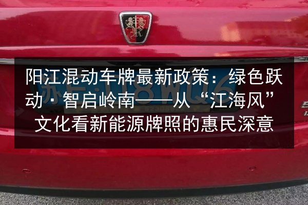 阳江混动车牌最新政策：绿色跃动·智启岭南——从“江海风”文化看新能源牌照的惠民深意