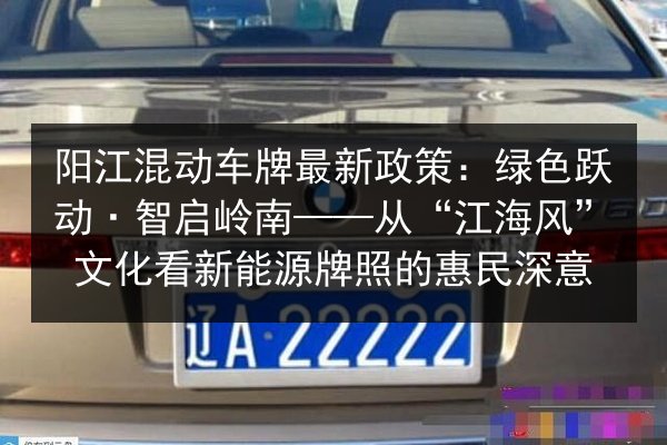 阳江混动车牌最新政策:绿色跃动·智启岭南——从“江海风”文化看新能源牌照的惠民深意 第2张 阳江混动车牌最新政策:绿色跃动·智启岭南——从“江海风”文化看新能源牌照的惠民深意 第2张
