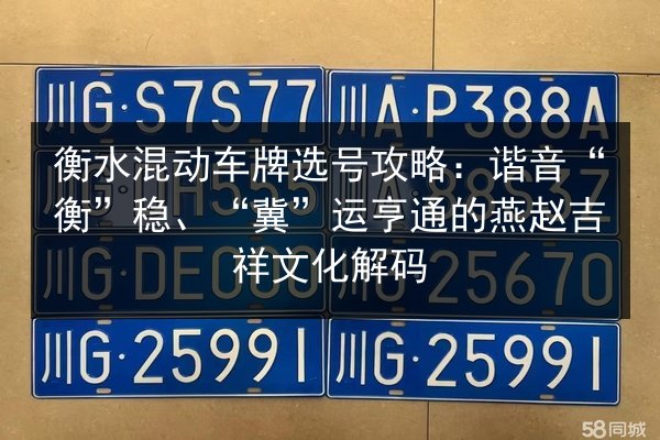 衡水混动车牌选号攻略：谐音“衡”稳、“冀”运亨通的燕赵吉祥文化解码 第3张