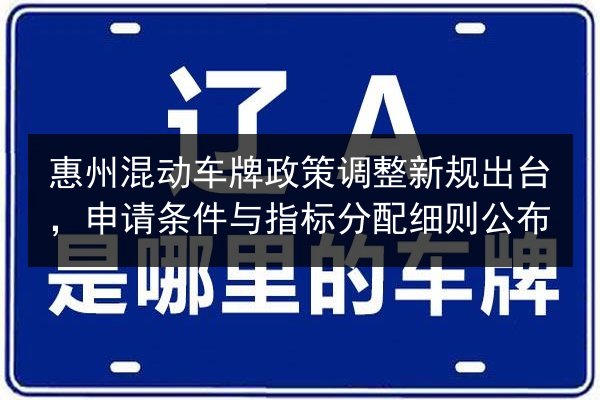 惠州混动车牌政策调整新规出台，申请条件与指标分配细则公布 第2张