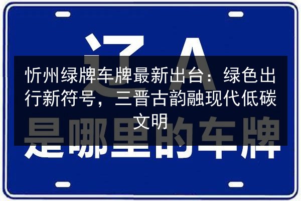 忻州绿牌车牌最新出台:绿色出行新符号,三晋古韵融现代低碳文明 第2张 忻州绿牌车牌最新出台:绿色出行新符号,三晋古韵融现代低碳文明 第2张