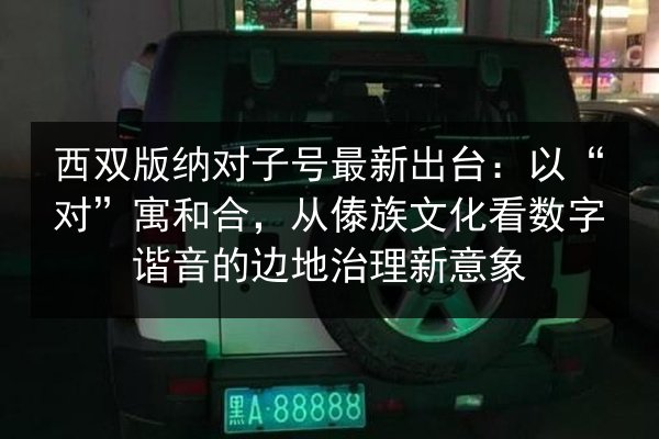 西双版纳对子号最新出台：以“对”寓和合，从傣族文化看数字谐音的边地治理新意象