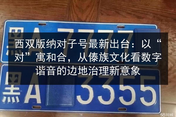 西双版纳对子号最新出台:以“对”寓和合,从傣族文化看数字谐音的边地治理新意象 第3张 西双版纳对子号最新出台:以“对”寓和合,从傣族文化看数字谐音的边地治理新意象 第3张