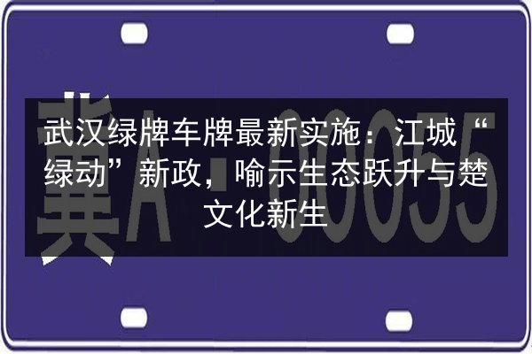 武汉绿牌车牌最新实施：江城“绿动”新政，喻示生态跃升与楚文化新生