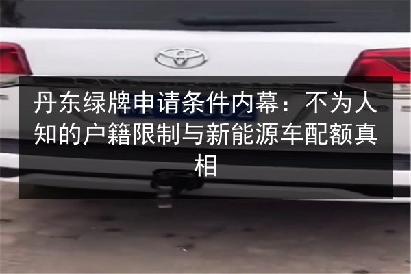 丹东绿牌申请条件内幕：不为人知的户籍限制与新能源车配额真相 第3张