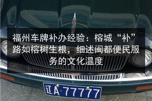 福州车牌补办经验:榕城“补”路如榕树生根,细述闽都便民服务的文化温度 第2张 福州车牌补办经验:榕城“补”路如榕树生根,细述闽都便民服务的文化温度 第2张