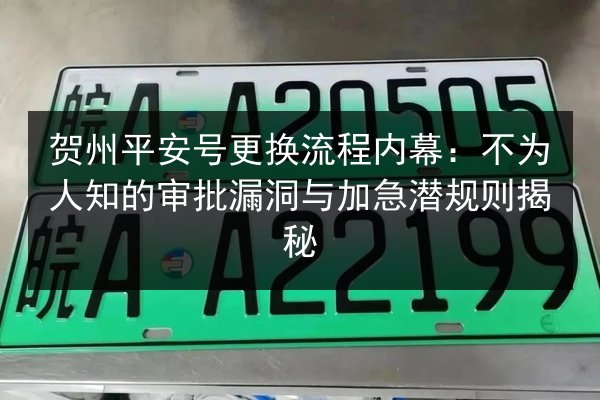 贺州平安号更换流程内幕:不为人知的审批漏洞与加急潜规则揭秘 第1张 贺州平安号更换流程内幕:不为人知的审批漏洞与加急潜规则揭秘 第1张