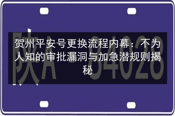 贺州平安号更换流程内幕:不为人知的审批漏洞与加急潜规则揭秘 第2张 贺州平安号更换流程内幕:不为人知的审批漏洞与加急潜规则揭秘 第2张