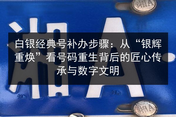 白银经典号补办步骤：从“银辉重焕”看号码重生背后的匠心传承与数字文明 第3张