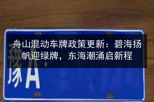 舟山混动车牌政策更新:碧海扬帆迎绿牌,东海潮涌启新程 第2张 舟山混动车牌政策更新:碧海扬帆迎绿牌,东海潮涌启新程 第2张