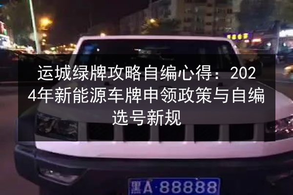 运城绿牌攻略自编心得：2024年新能源车牌申领政策与自编选号新规