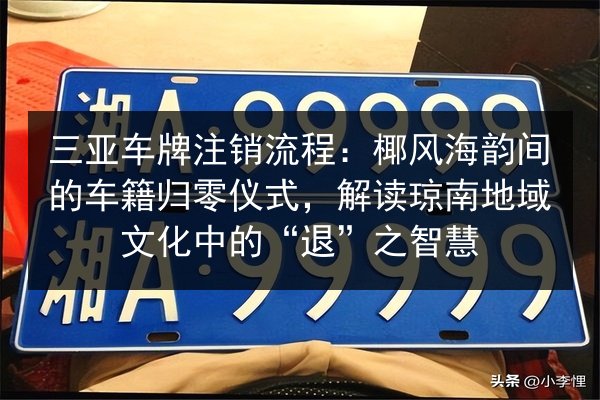三亚车牌注销流程:椰风海韵间的车籍归零仪式,解读琼南地域文化中的“退”之智慧 第3张 三亚车牌注销流程:椰风海韵间的车籍归零仪式,解读琼南地域文化中的“退”之智慧 第3张