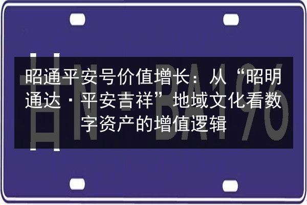昭通平安号价值增长：从“昭明通达·平安吉祥”地域文化看数字资产的增值逻辑 第2张