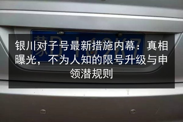 银川对子号最新措施内幕：真相曝光，不为人知的限号升级与申领潜规则 第2张