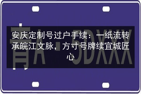 安庆定制号过户手续：一纸流转承皖江文脉，方寸号牌续宜城匠心 第1张