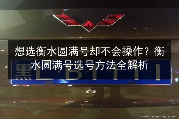 想选衡水圆满号却不会操作？衡水圆满号选号方法全解析 第2张