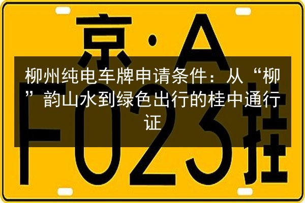 柳州纯电车牌申请条件:从“柳”韵山水到绿色出行的桂中通行证 第2张 柳州纯电车牌申请条件:从“柳”韵山水到绿色出行的桂中通行证 第2张