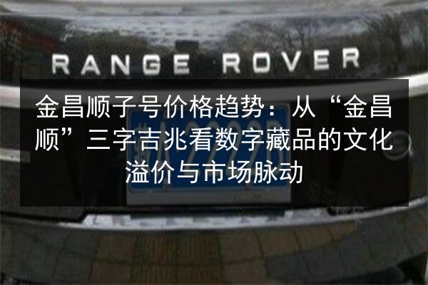 金昌顺子号价格趋势：从“金昌顺”三字吉兆看数字藏品的文化溢价与市场脉动