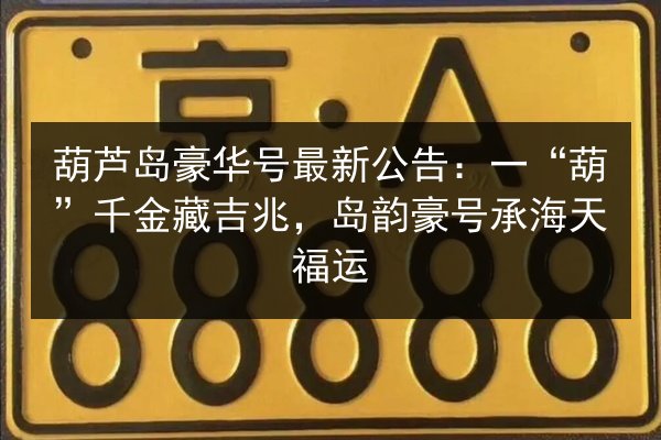 葫芦岛豪华号最新公告：一“葫”千金藏吉兆，岛韵豪号承海天福运 第3张